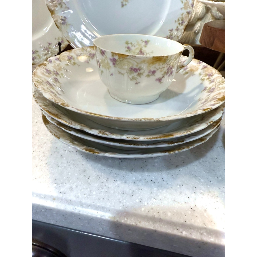 Limoges Lavender Porcelain Plates, Saucers, Cups, Bowls - Picture 8 of 16